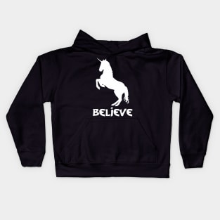 Believe in a White Unicorn Kids Hoodie